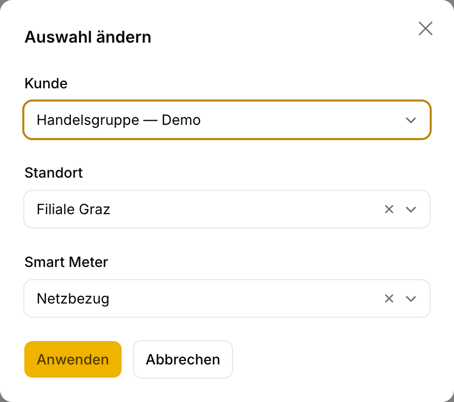 Kunden- und Standortauswahl für Graz